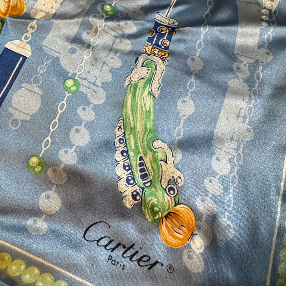Cartier Paris Silk Scarf in Blue and Green
